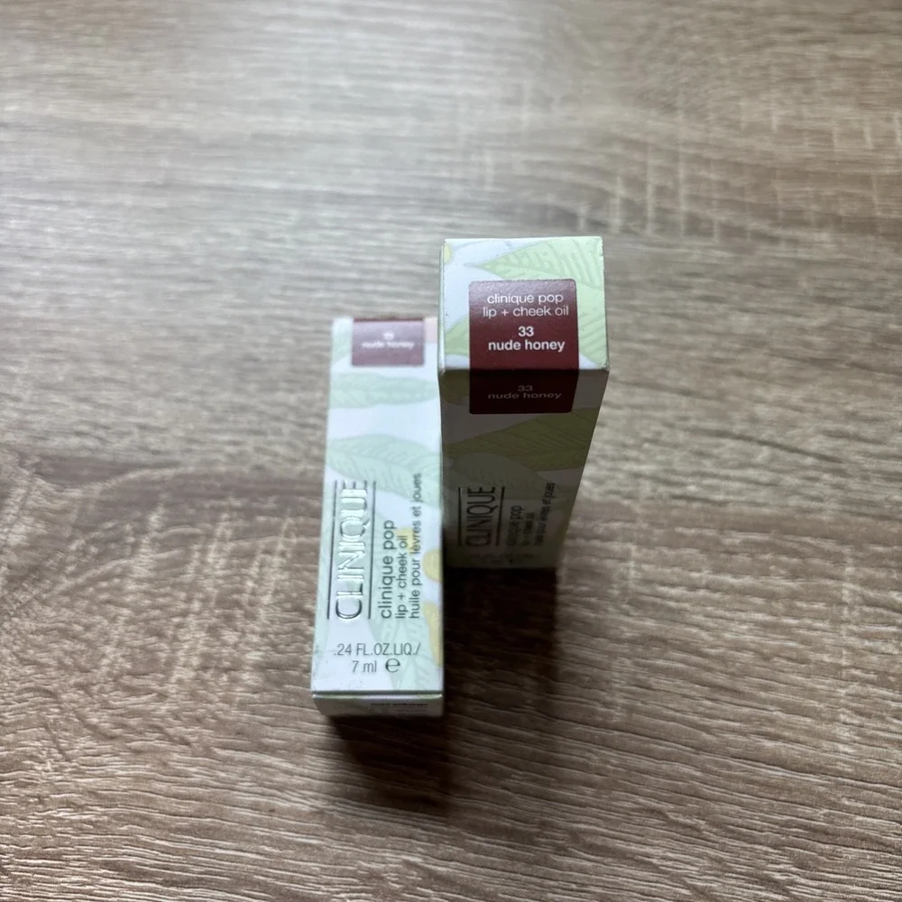 LOT OF 2 Clinique Pop Lip & Cheek Oil in 33 nude honey 2-in-1 Limited Edition